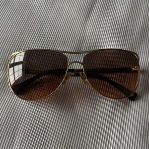 Coach Gold Frame Sunglasses with Brown Lenses